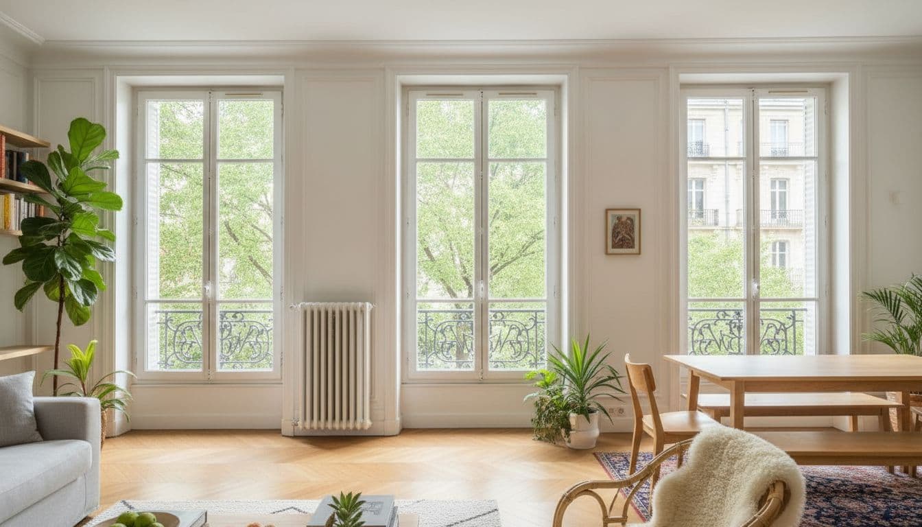 Hautes fenêtres sur les arbres du square des Batignolles
